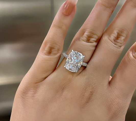 10 Carat Cushion Cut Engagement Ring - White Gold
