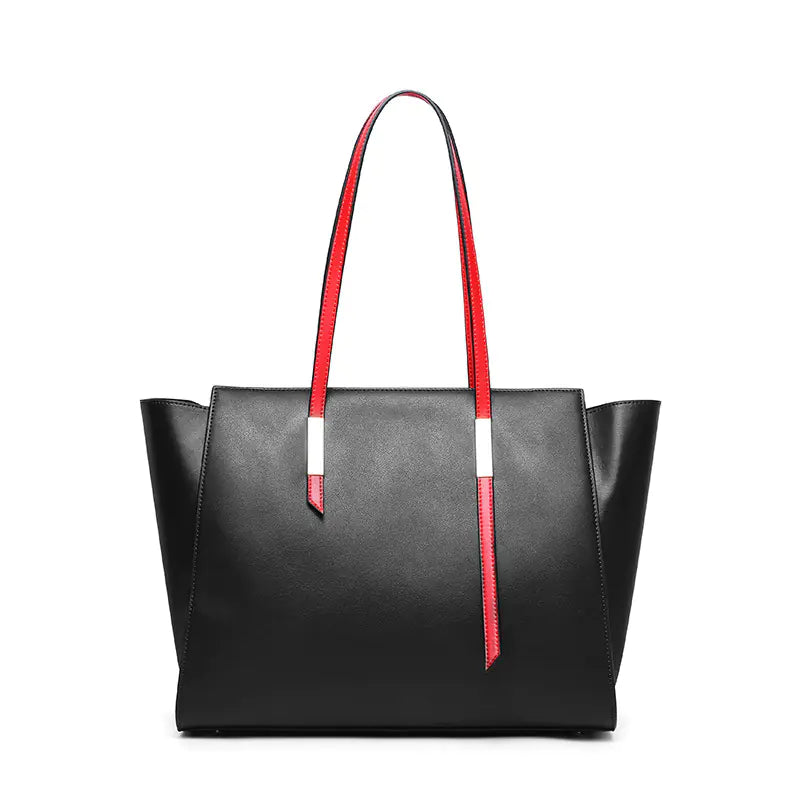 Red Leather Tote Handbag