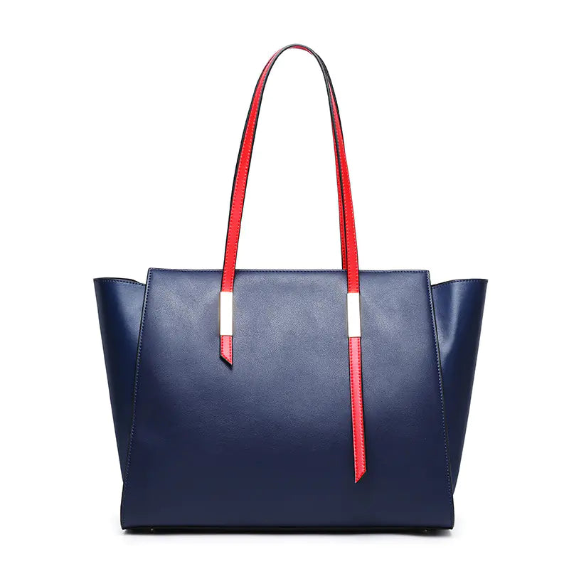 Red Leather Tote Handbag